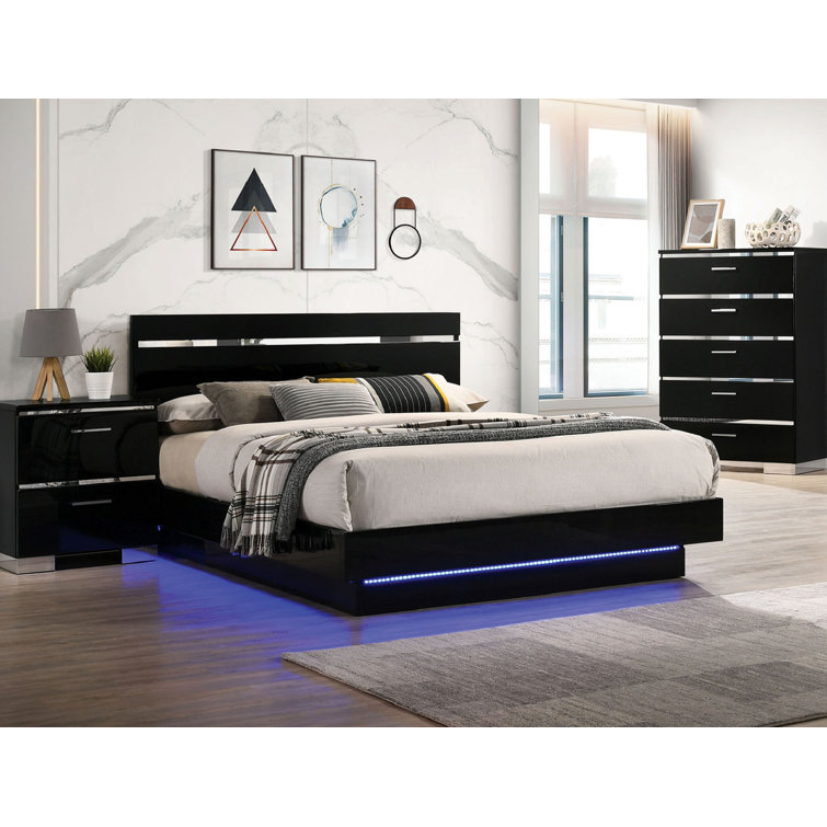 Black bed with 2024 led lights